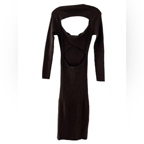 NWT Skin Open Back Knit Midi Brown Dress Size M - Picture 2 of 9